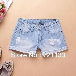 Free Shipping  2013 Spring And Summer New Flanging Frayed The Ms. Denim Shorts Hot Pants Boots Pants