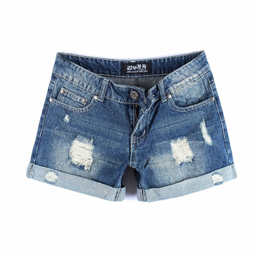Free Shipping !2013 spring and summer new Korean yards Ms. loose curling hole in denim shorts