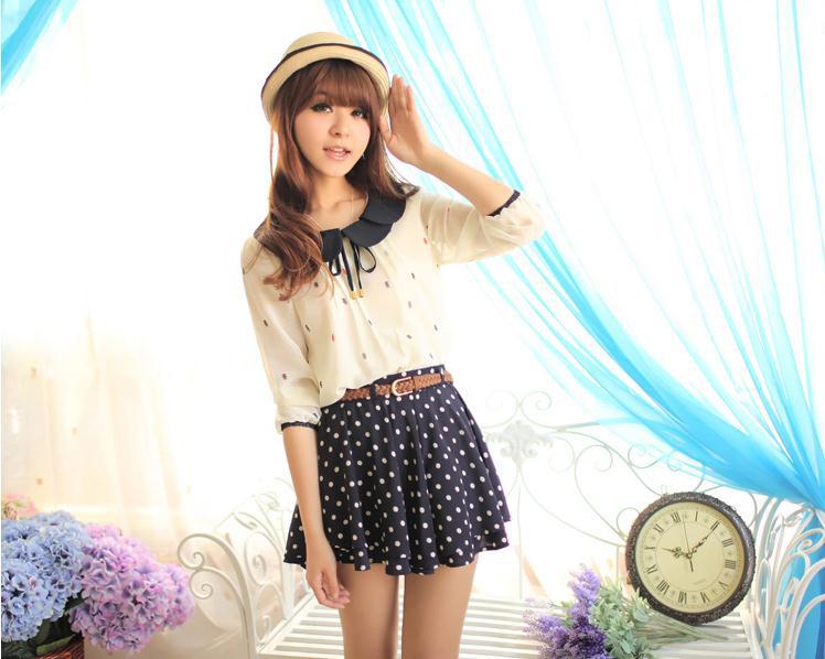 Free shipping 2013 Spring and Summer women's dot chiffion shorts culottes C100