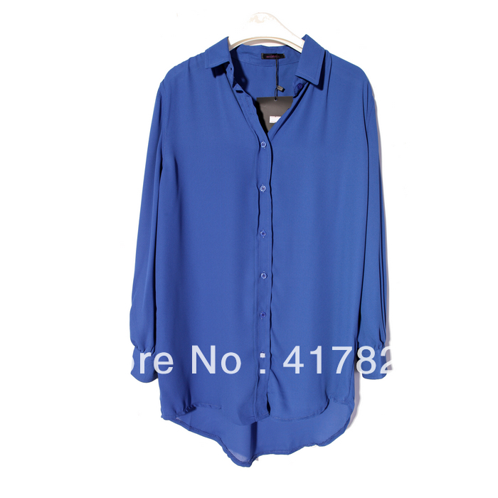 Free shipping!!!2013 spring & autumn Paris Fashion Week chiffon long sleeves solid spring women's shirt