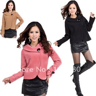 FREE SHIPPING 2013 spring autumn winter ladies wool jacket short design wool coat plus size trench outerwear