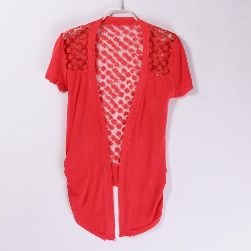 Free shipping 2013 spring back lace cutout crochet short-sleeve slim waist sweater cardigan female10