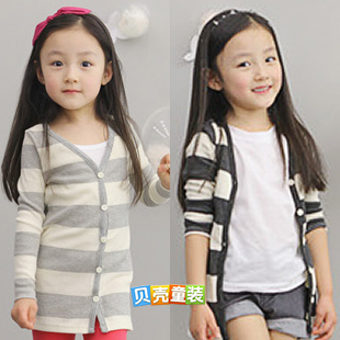 free shipping 2013 spring brief stripe paragraph girls clothing baby cardigan wt-0602