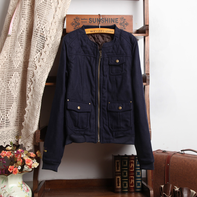 Free Shipping 2013 Spring Casual all-match woolen reversible cotton-padded jacket cotton-padded jacket outerwear f154-114