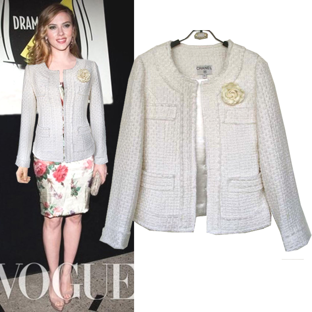 Free Shipping 2013 Spring   chan classic elegant o-neck short wool jacket top