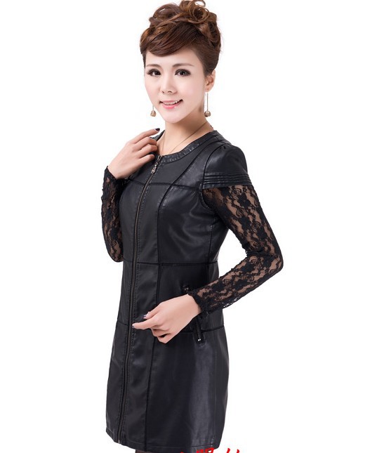 Free shipping! 2013 spring coat new style women genuine leather dress  Slim-fitting big yards of dress L-XXXL