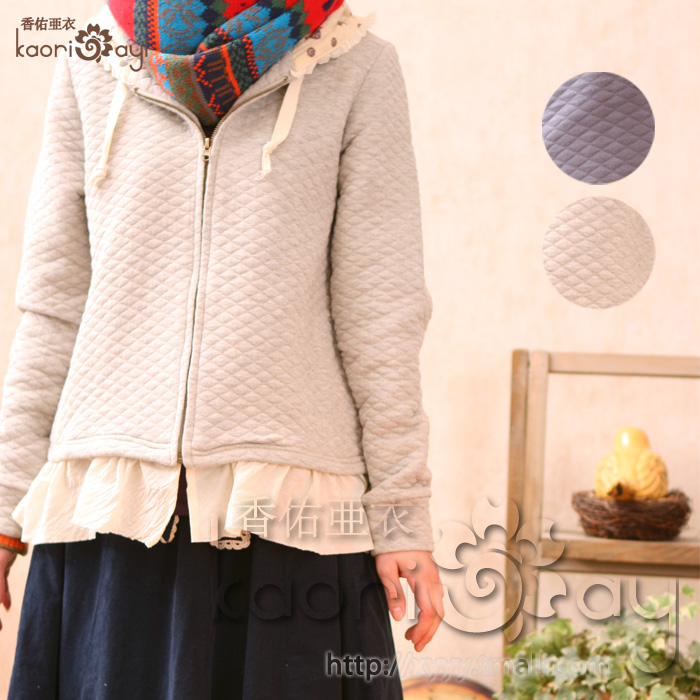 Free shipping 2013 spring cotton skirt laciness all-match hooded sweatshirt outerwear