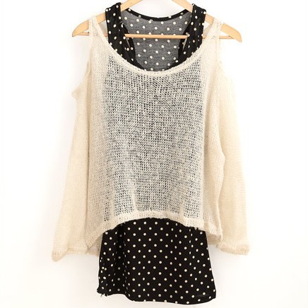 Free Shipping, 2013 spring cutout knitted dot vest 118262