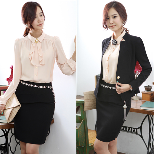 Free shipping 2013 spring elegant long-sleeve gentlewomen work wear slim skirt ol work wear suit set formal