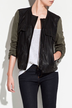 Free Shipping 2013 spring fashion PU water washed leather olive canvas slim outerwear female jacket