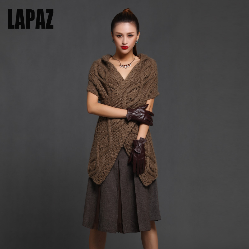 free shipping 2013 spring fashion V-neck thickening twisted pullover medium-long sweater outerwear sweater female coffee