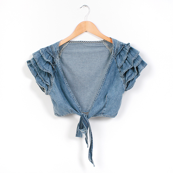 Free Shipping 2013 Spring  female all-match short design short-sleeve thin denim shrug small cape short jacket coat