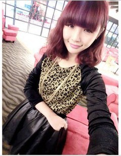 Free shipping---- 2013 spring gold leopard print dot domesticated hen leather skirt one-piece dress