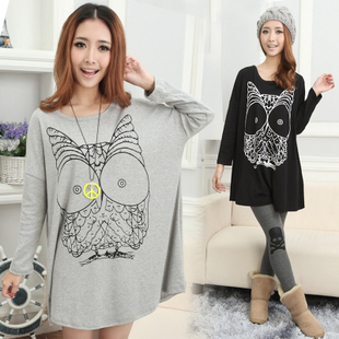 Free shipping 2013 spring maternity clothing maternity long-sleeve t-shirt large o-neck dress maternity top t328