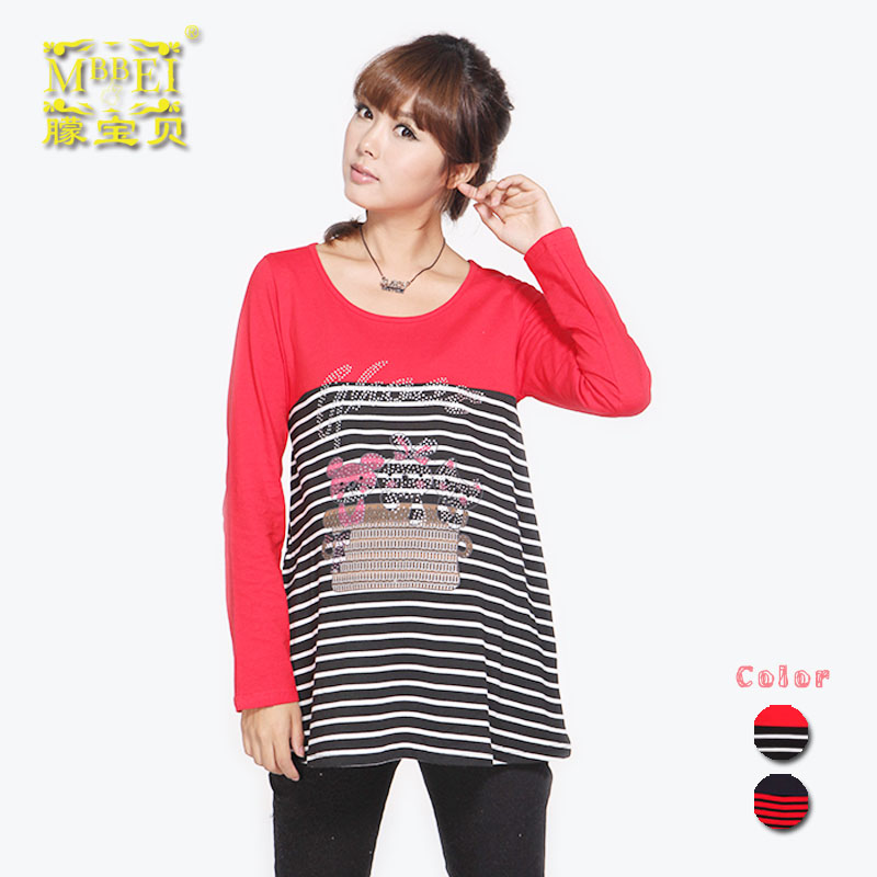 Free Shipping 2013 spring maternity clothing spring red T-shirt long-sleeve top 1347 152