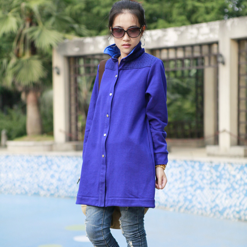 Free shipping 2013 spring medium-long knitted patchwork trench women's fashionable casual outerwear