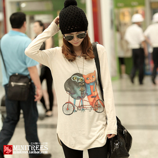 Free Shipping 2013 spring new arrival maternity clothing maternity clothing print slim long design t-shirt maternity top 1311 3b