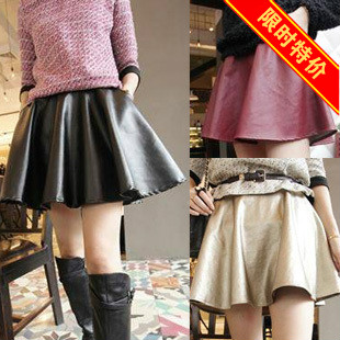 free shipping 2013 spring new arrival women's female casual sexy leather skirt short skirt puff skirt bust skirt