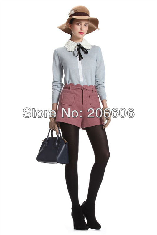 free shipping 2013 spring new fashion woman shorts solid woolen ladies shorts pants