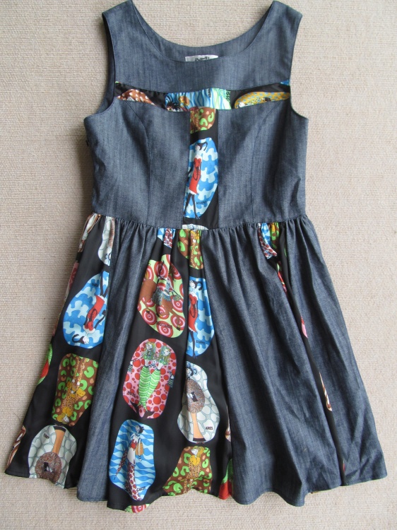 free shipping 2013 spring new style Denim stitching silk new style women's dress  whloesale&retail