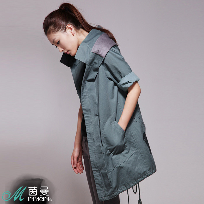 Free Shipping 2013 Spring NEW Women's 20 INMAN   plus size casual loose female long design trench outerwear w3916
