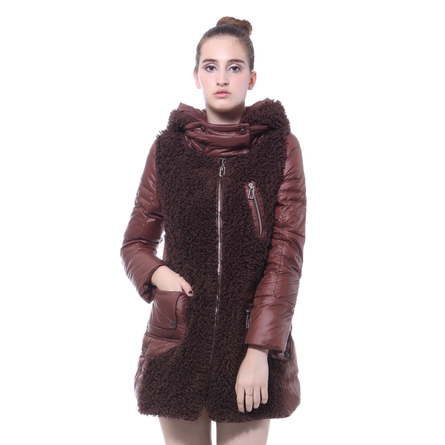 Free Shipping 2013 Spring NEW Women's Fashion   circle wool patchwork  medium-long down coat female yn20400