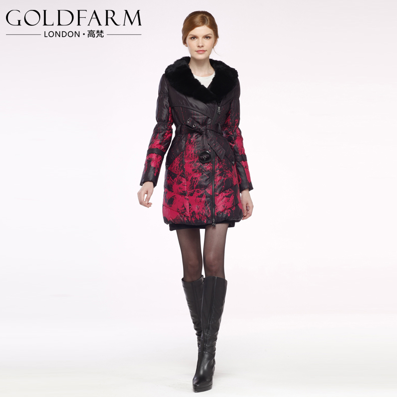 Free Shipping 2013 Spring NEW Women's Fashion  fancy slim outerwear fur collar long-sleeve coat medium-long down