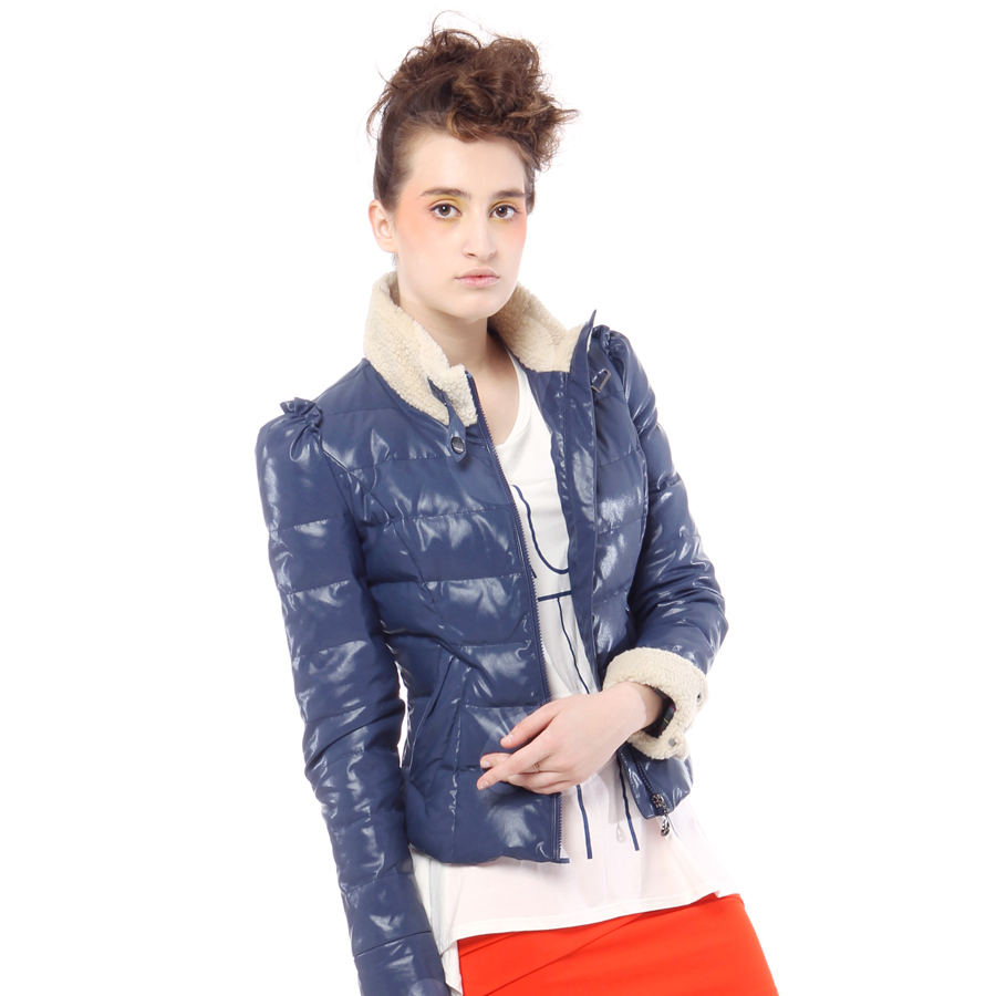Free Shipping 2013 Spring NEW Women's Fashion    faux leather berber fleece short down coat clothes design yn20150