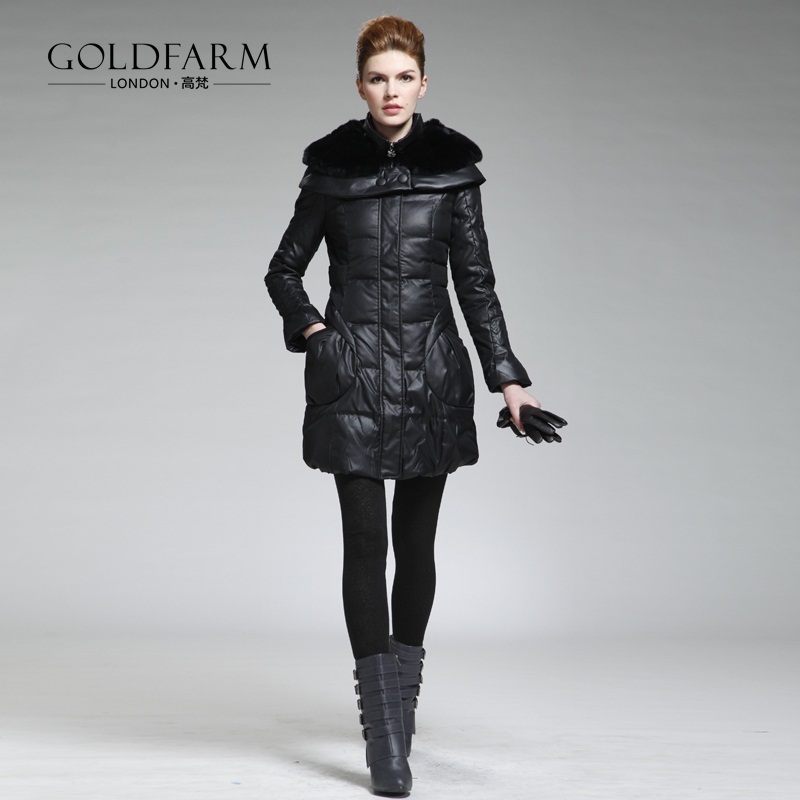 Free Shipping 2013 Spring NEW Women's Fashion   medium-long down coat fur collar down coat medium-long female down coat