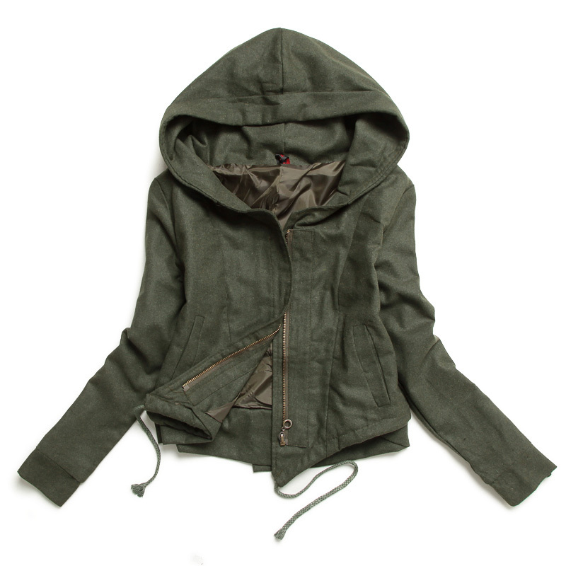 Free Shipping 2013 Spring NEW Women's  fashion slim brief with a personalized drawstring hood design short outerwear