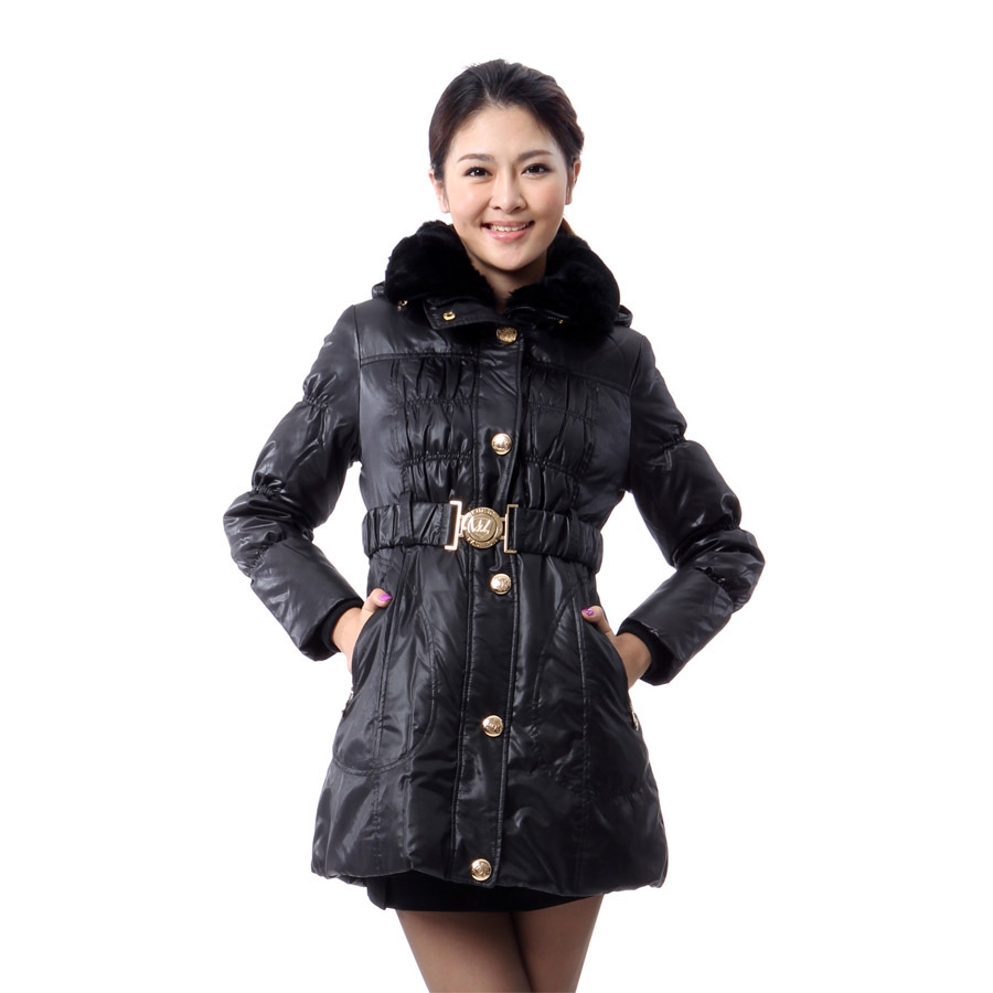 Free Shipping 2013 Spring NEW Women's Fashion    slim medium-long rex rabbit hair down coat female ba65000