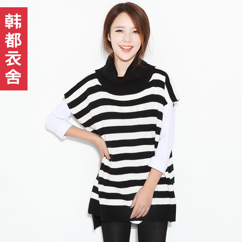 Free Shipping 2013 Spring NEW Women's HSTYLE 12   arrival sleeveless stripe loose sweater female