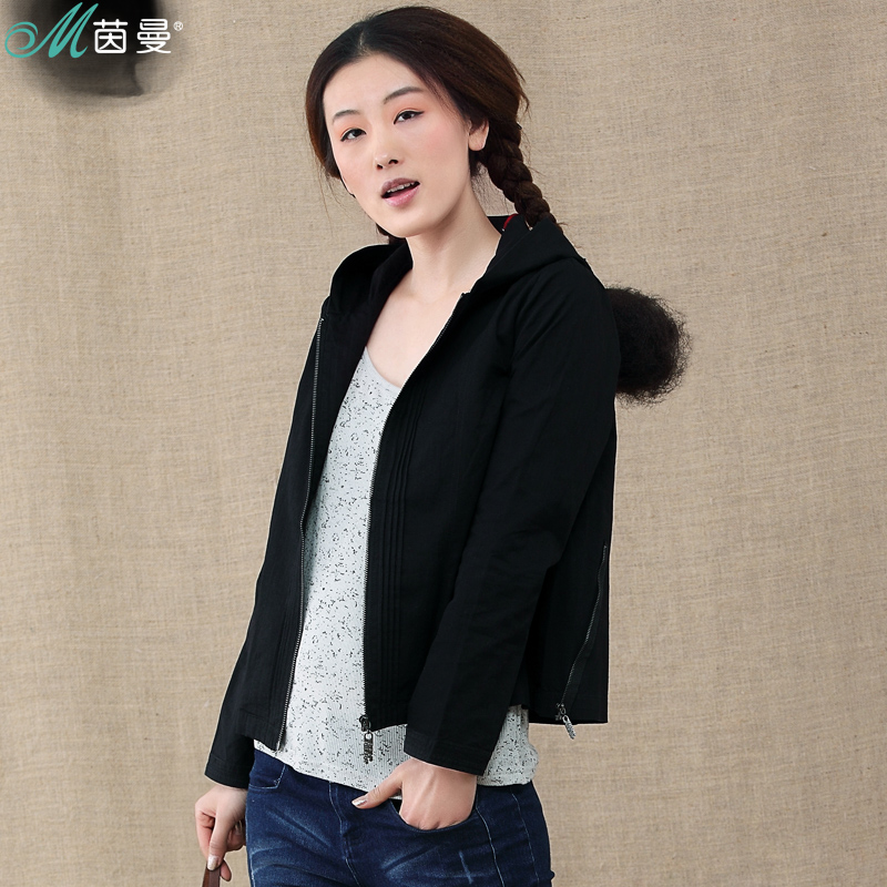 Free Shipping 2013 Spring NEW Women's INMAN   spring hemp zipper accordion with a hood short jacket 8310410883