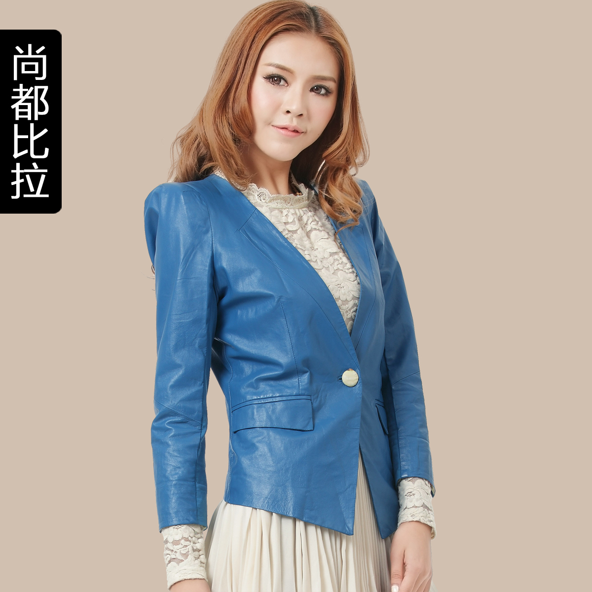Free Shipping 2013 Spring   ol professional women  elegant slim PU Women blazer short jacket