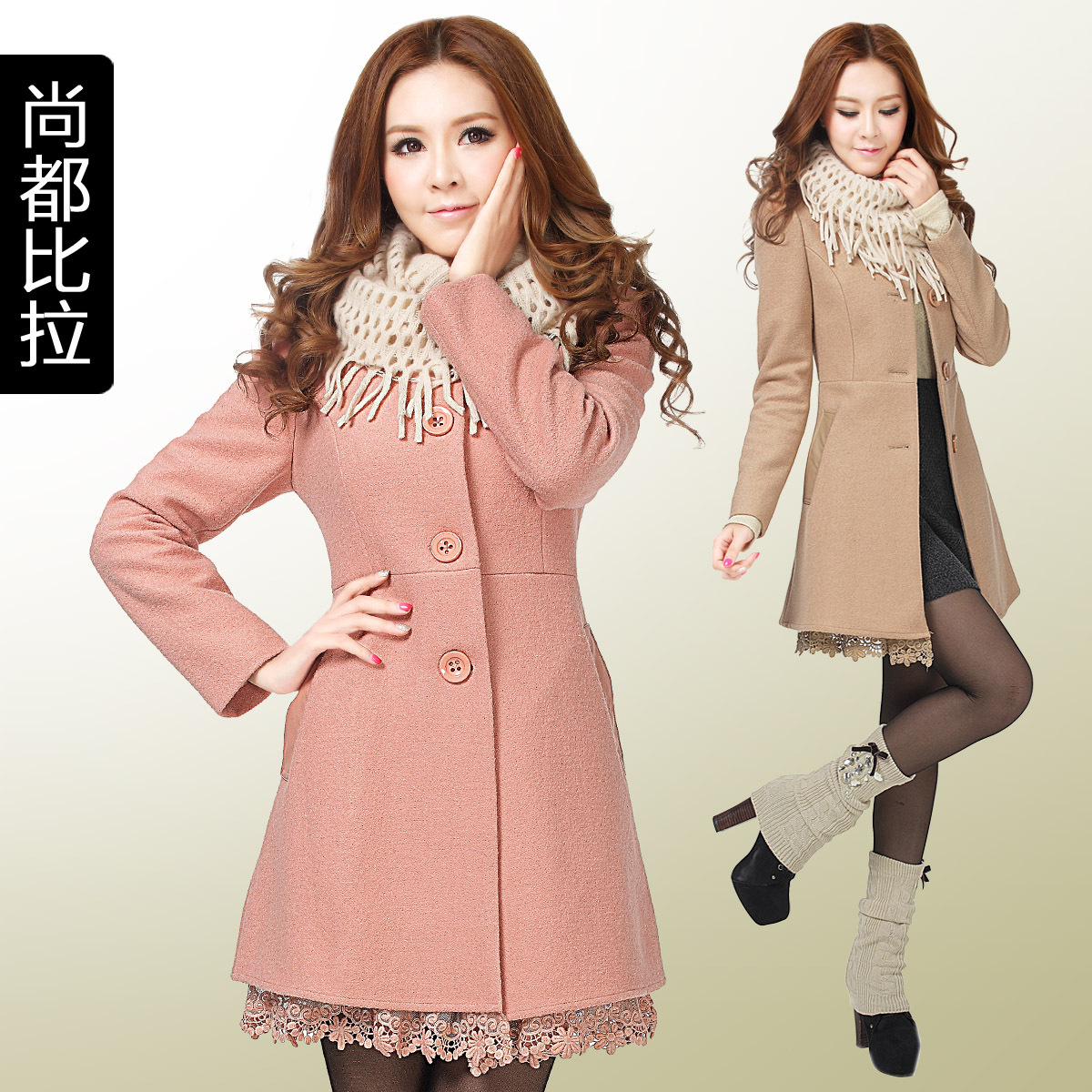 Free Shipping 2013 Spring Plus size slim gentlewomen wool trench coat medium-long woolen thick outerwear