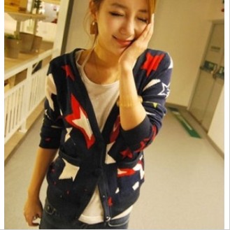 Free Shipping 2013 spring print five-pointed star coat 201 LDX