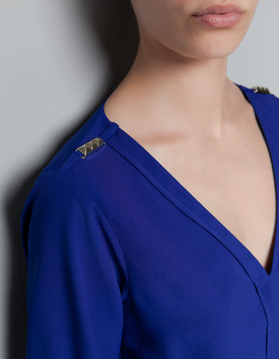 Free shipping 2013 spring rivet epaulette long-sleeve V-neck no button pullover chiffon shirt loose plus size shirt