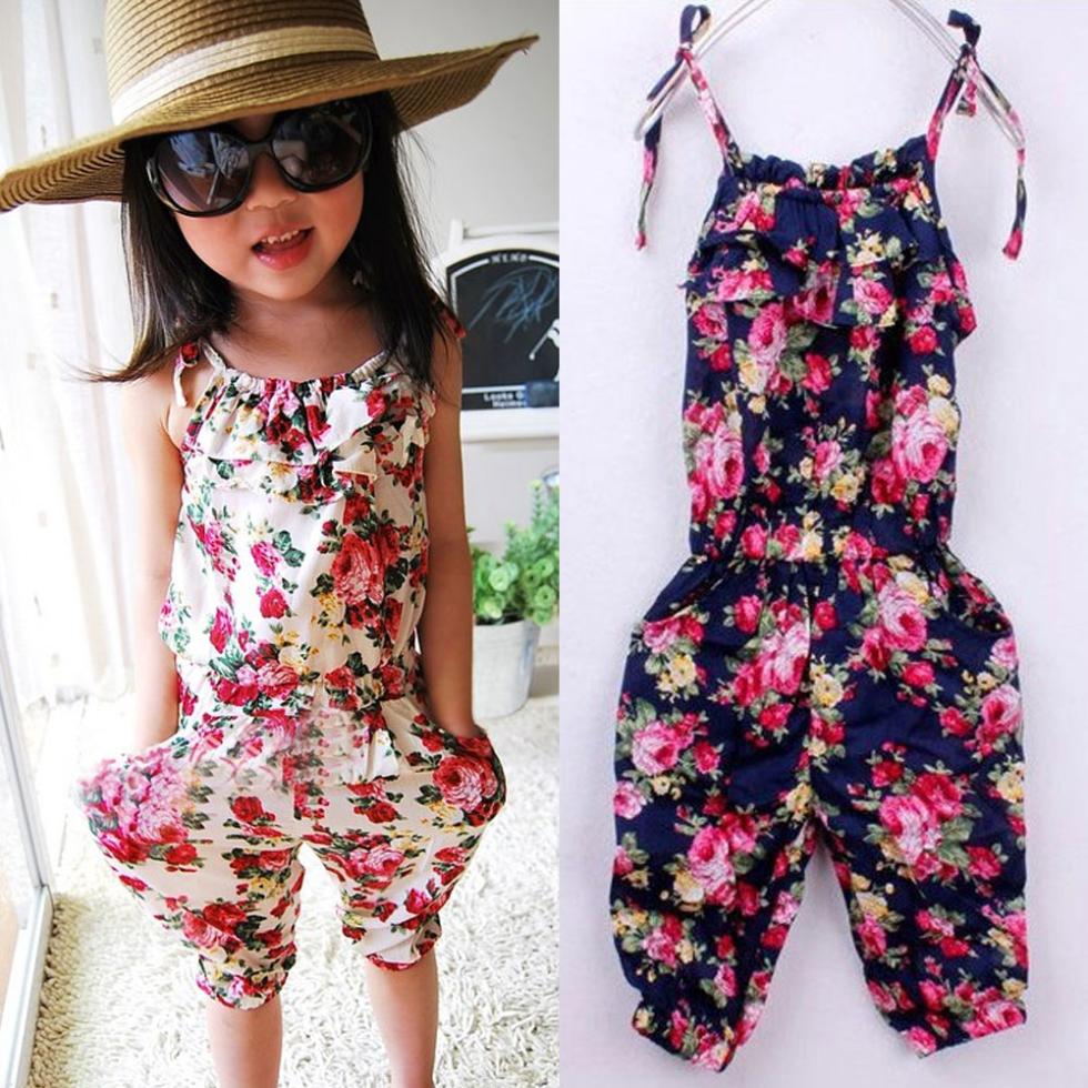 Free shipping 2013 Spring summer Korean girls beach floral Siamese pants suspenders pants children 's overalls