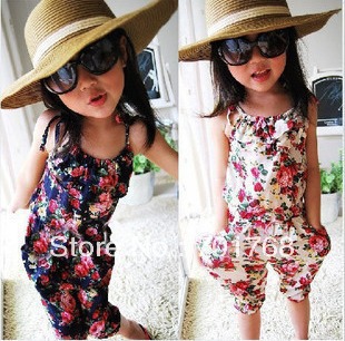 Free shipping  2013 Spring & Summer New Arrival beach style girl one piece sling pants,children pants,children clothing,5pcs/lot