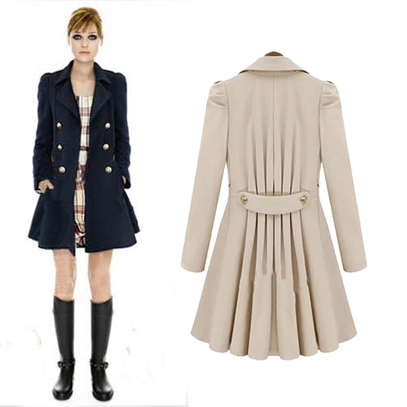Free Shipping 2013 Spring     trench outerwear puff sleeve slim medium-long trench female