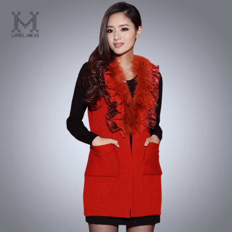 FREE SHIPPING 2013 spring trend cardigan sleeveless big lace decoration sweater vest