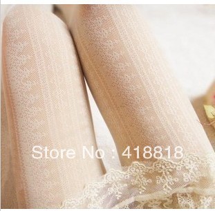 Free shipping 2013 spring white lace thickening pantyhose ultra-thin stockings female