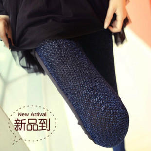 Free shipping 2013 spring wire faux leather patchwork silveryarn legging patchwork women's ankle length trousers k570