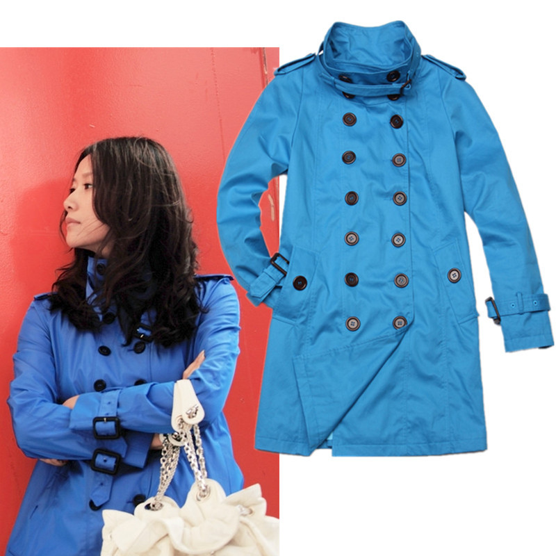 Free Shipping 2013 Spring women's dress K03w241h   elegant blue trench
