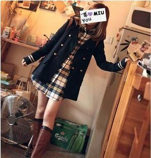 Free Shipping 2013 spring women's plus size navy style medium-long double breasted preppy style cardigan trench outerwear LDX