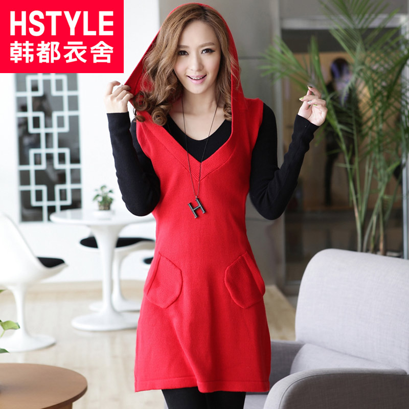 Free shipping 2013 spring women's solid color V-neck sleeveless pullover basic sweater kr2038