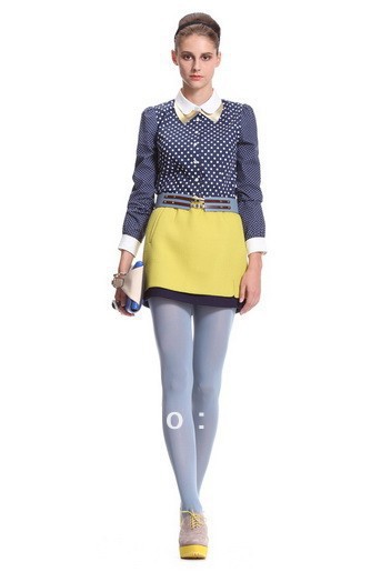 Free Shipping!!! 2013 spring Womens Polka dot print Chiffon Shirt Button Down Blouse