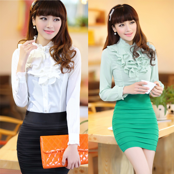 Free shipping 2013 spring work wear work wear women's set fashion female hip slim shirt professional skirt
