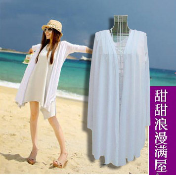 Free Shipping 2013 summer 4065 coat white fluid anti-uv cardigan high quality wholesale
