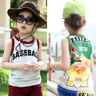 Free Shipping, 2013 summer baseball boys clothing girls clothing baby child T-shirt sleeveless vest tx-1562